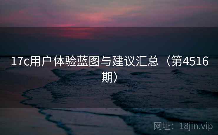 17c用户体验蓝图与建议汇总（第4516期）  第1张